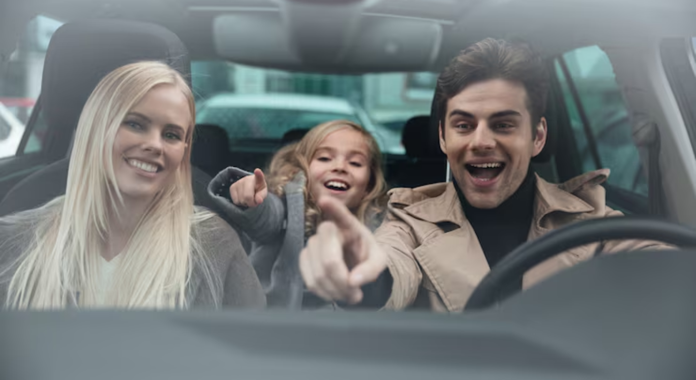 Family in car